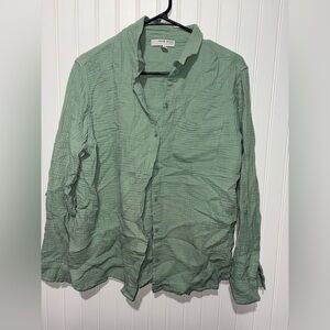 Anne Klein Green Textured Shirt| Size Large